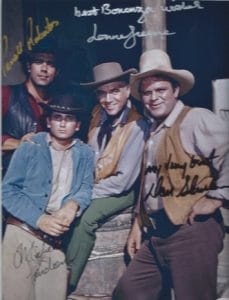 BONANZA autographed cast photo by ALL 4 STARS! RARE!