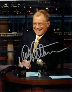 DAVID LETTERMAN autographed photo- great candid pose!