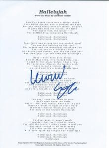 LEONARD COHEN autograph- ~HALLELUJAH~ LYRICS!