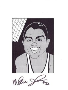 MAGIC JOHNSON autographed 8 X 10 drawn caricature