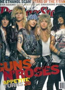 GUNS & ROSES Autographed "ROLLING STONE" magazine- all five!