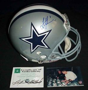 Troy Aikman autographed football helmet
