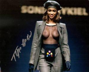 TYRA BANKS- see-through top autographed photo!