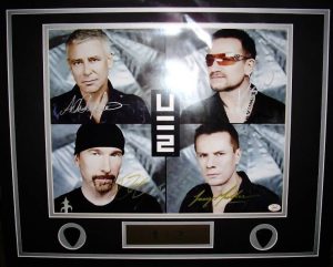 U2 Autographed MATTED piece with photo! STUNNING!